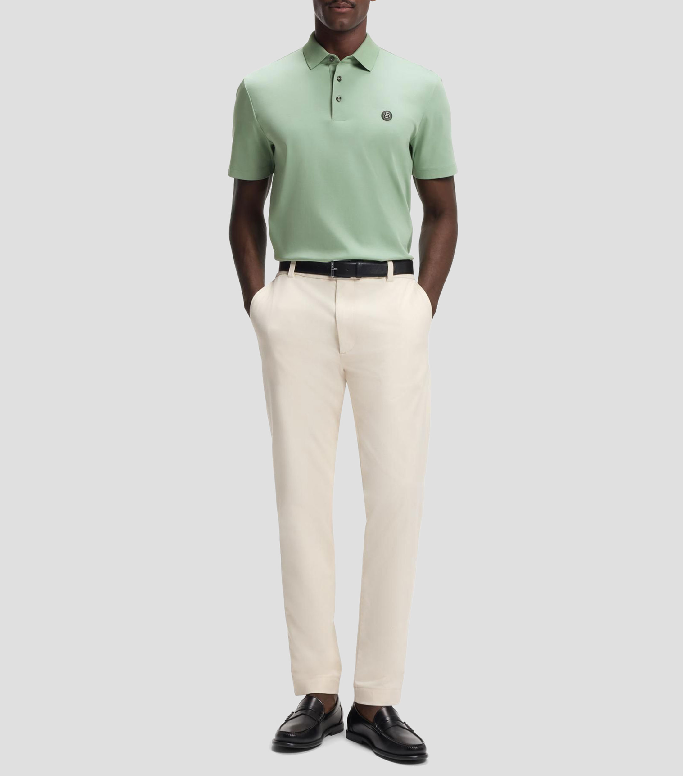 Playera polo Boss de algodón mercerizado con monograma Double B Hombre